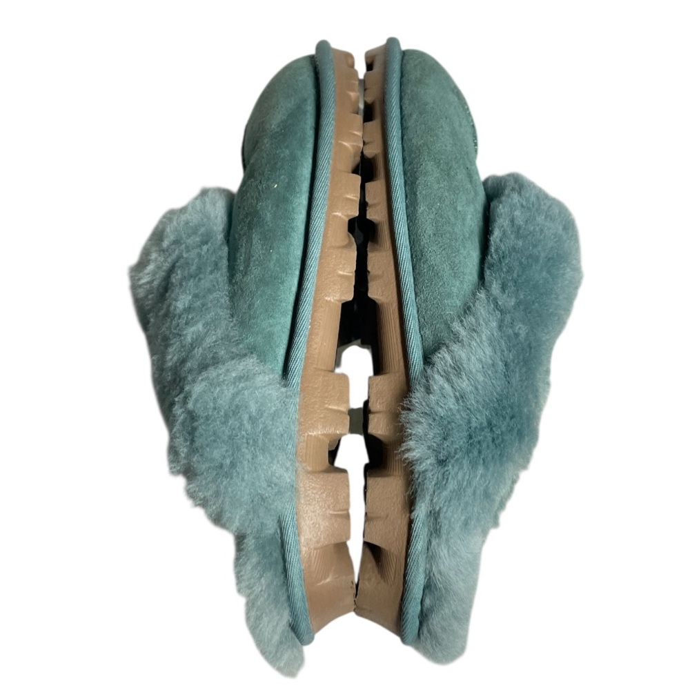 UGG Coquette Atlantic Slippers Shoes Sheepskin Fur Women’s 7 Teal Green Suede - Picture 6 of 8